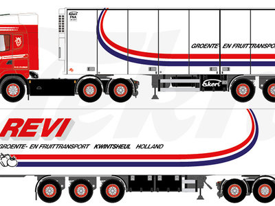 Tekno Tekno Scania R-serie Topline 6x2 with 3-axle reefer trailer REVI