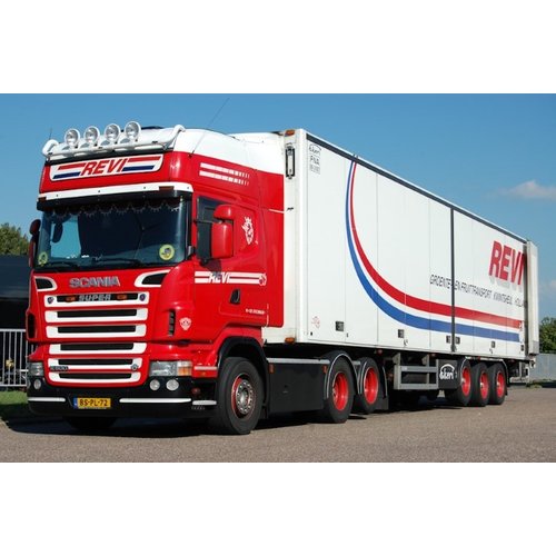 Tekno Tekno Scania R-serie Topline 6x2 met 3-assige koeloplegger REVI