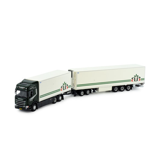 Tekno Tekno Scania Next Gen R-serie Highline motorwagen met dolly en 3-assige koeloplegger Alex Andersen