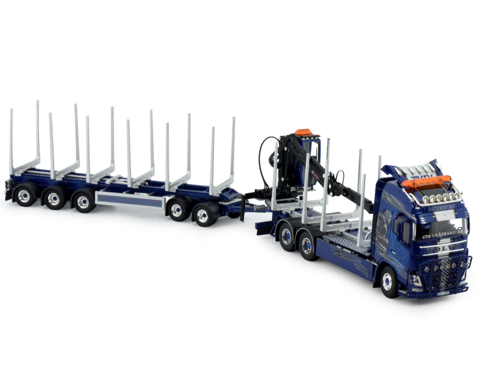 Tekno Tekno Volvo FH04 Globetrotter XL motorwagen met Zweedse hout aanhanger Eds Trafrakt