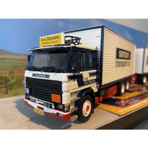 Tekno Tekno Scania 142 motorwagen met schamelaanhanger Kim Johansen