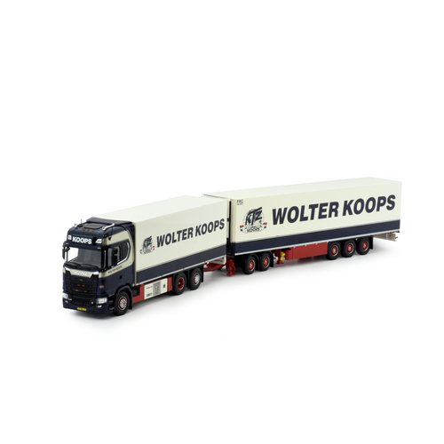 Tekno Tekno Scania Next Gen S Highline Motorwagen met dolly en 3-assige koeloplegger Wolter Koops