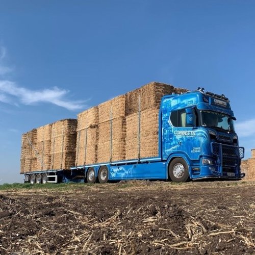 Tekno Tekno Scania Next Gen S650 Highline rigid truck with 3-axle flatbed trailer (incl. load) CORBETTS Tekno Tekno Scania Next Gen S650 Highline rigid truck with 3-axle flatbed trailer (incl. load) CORBETTS