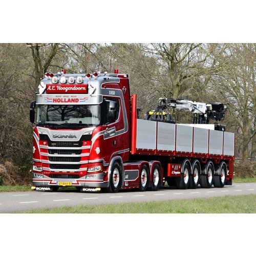 Tekno Tekno Scania Next Gen S650 6x2 Higline with 4-axle bricktrailer A.E. Hoogendoorn Tekno Tekno Scania Next Gen S650 6x2 Higline with 4-axle bricktrailer A.E. Hoogendoorn