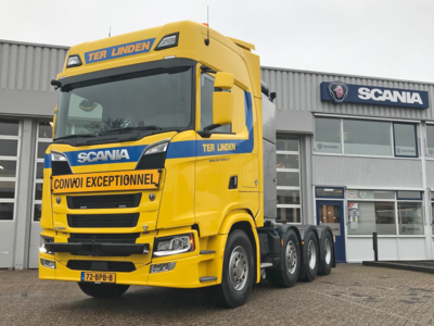 IMC IMC Scania S High Roof 8x4 met Nooteboom 3-assige super wing carrier TER LINDEN