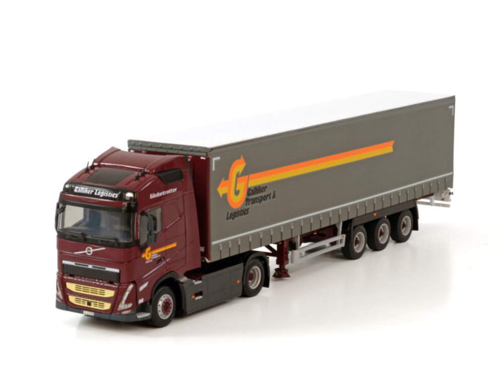 WSI WSI Volvo FH05 Globetrotter met 3-as schuifzeilen oplegger Galliker