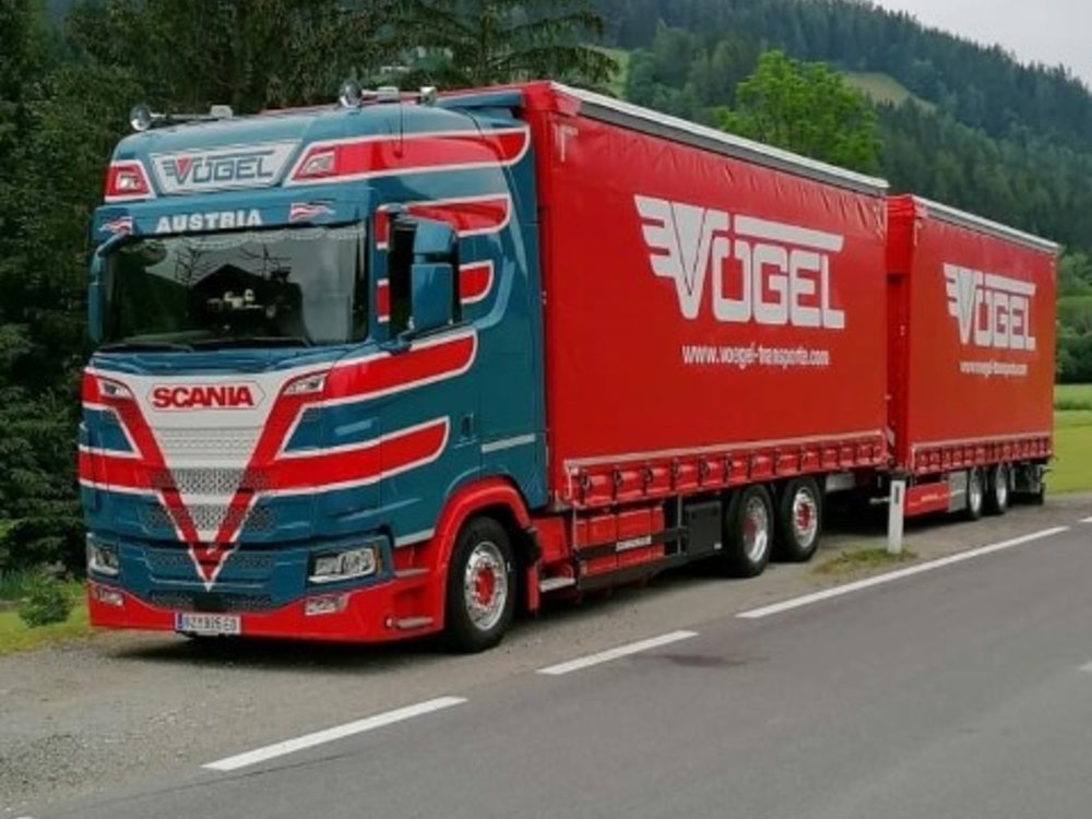 Tekno Tekno Scania Next Gen S-serie Highline rigid truck with trailer Vogel Transporte