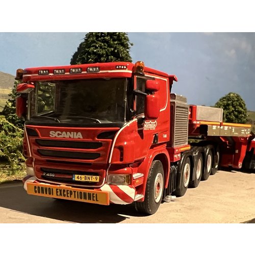 WSI WSI Scania P6 Flat roof 10x4 +  4-axle lowloader + 1-axle dolly Nooteboom Red Line