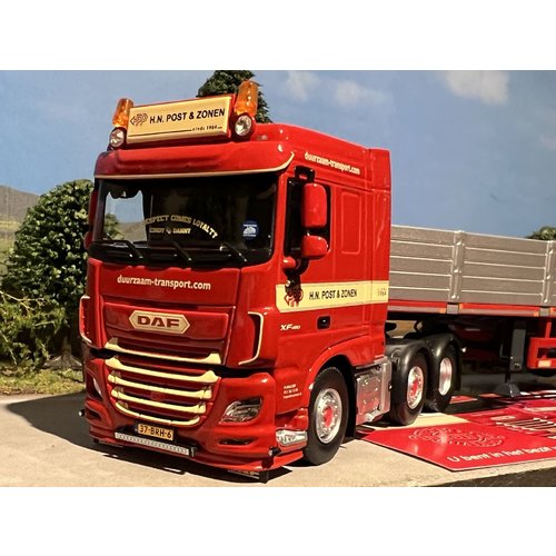 Tekno Tekno DAF XF Space Cab 6x2 with 3-axle brick trailer H.N. Post & Zn. Tekno Tekno DAF XF Space Cab 6x2 with 3-axle brick trailer H.N. Post & Zn.