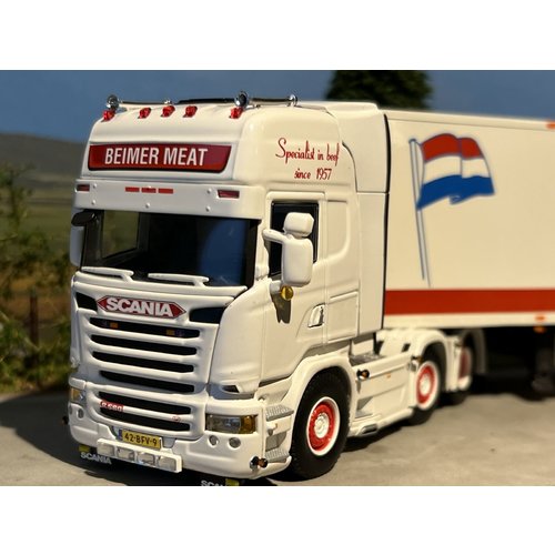 WSI WSI Scania R Topline 6x2 with twinsteer 3-axle reefer trailer Beimer meat