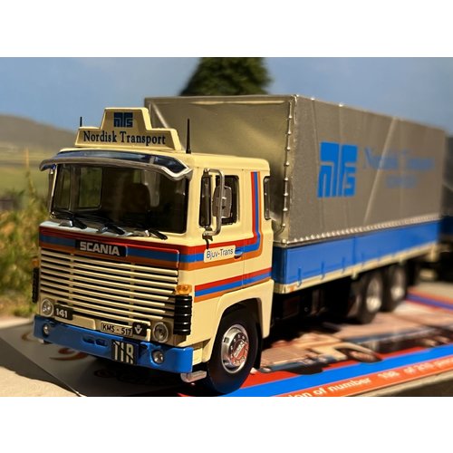 Tekno Tekno Scania 1-Serie motorwagen met aanhanger huifopbouw Nordisk - Bjuv Trans