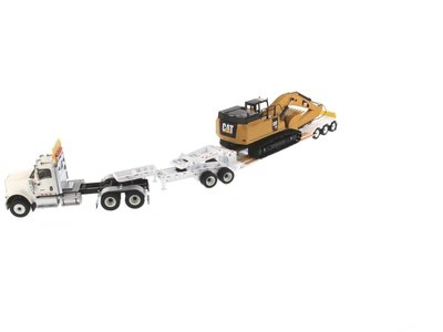 Diecast Masters Diecast Masters International HX 520 truck with lowbed trailer and load Cat 349F excavator
