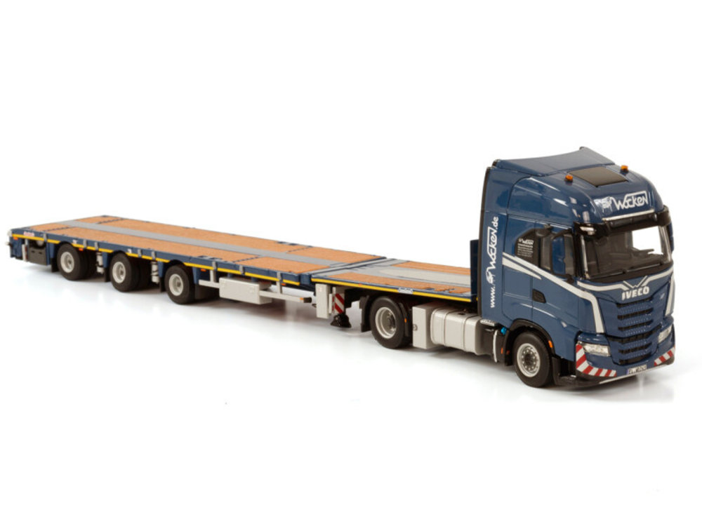 Silicium Afstoting tegel WSI Iveco S-Way 4x2 + 3-axle flatbed megatrailer WOCKEN - Miniatuurshop.com