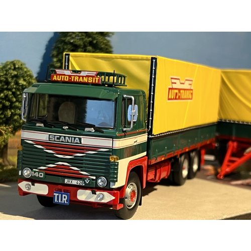 Tekno Tekno Scania 140 motorwagen met 2-assige huifaanhanger Karlsson - Autotransit