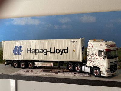 Tekno Tekno DAF Euro 6 Super Space Cab met Flexitrailer en 40ft koelcontainer Kap Transport