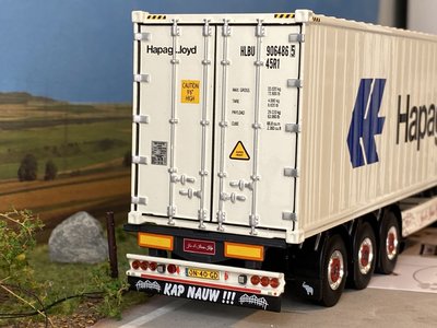 Tekno Tekno DAF Euro 6 Super Space Cab met Flexitrailer en 40ft koelcontainer Kap Transport