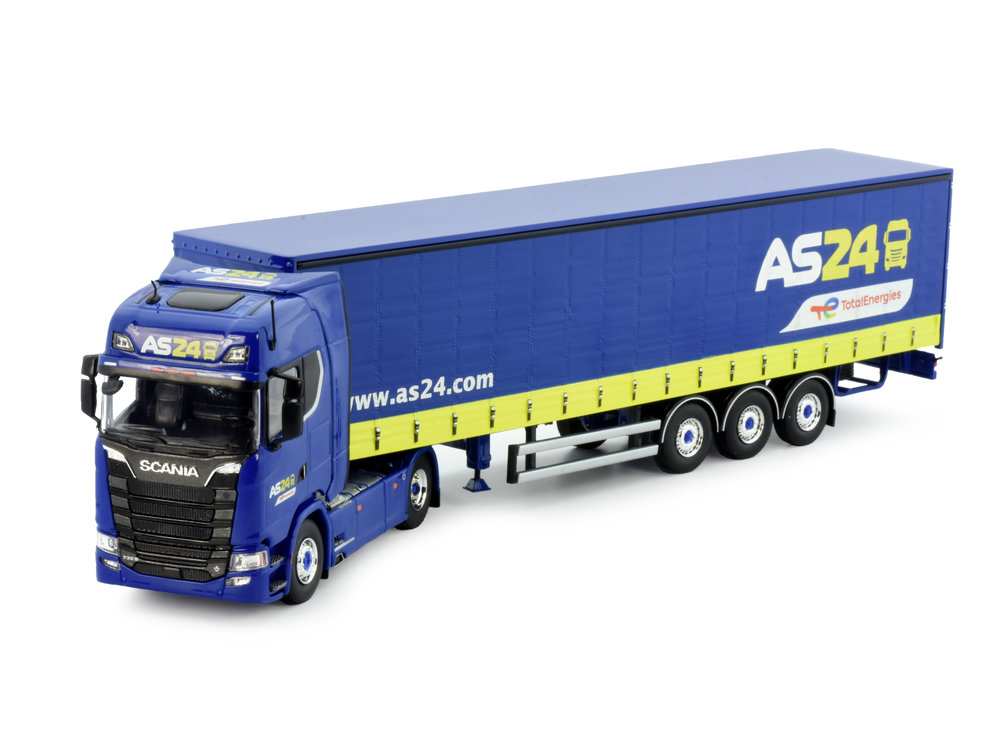 Tekno Tekno Scania S-serie Next Gen Highline 4x2 met schuifzeilentrailer AS24