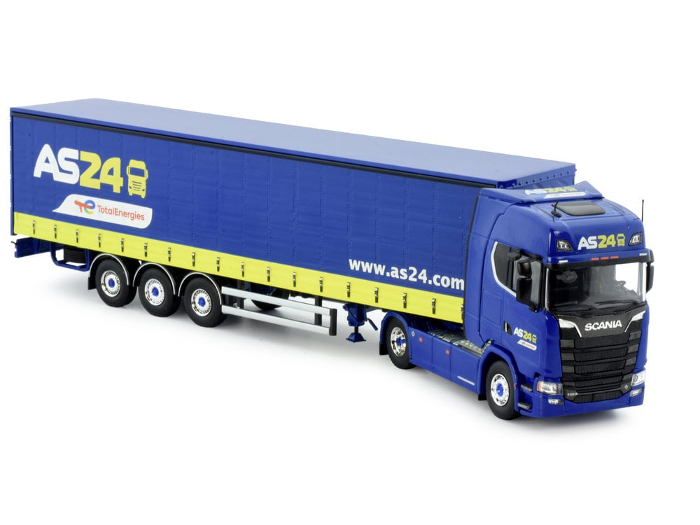 Tekno Tekno Scania S-serie Next Gen Highline 4x2 met schuifzeilentrailer AS24