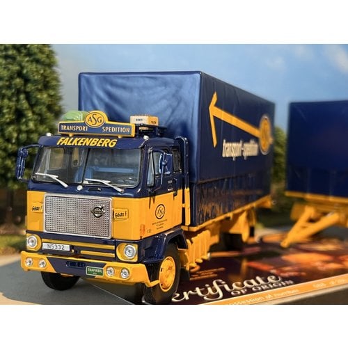 Tekno Tekno Volvo F88 4x2 motorwagen met 12,5m Zweedse huifaanhanger ASG Sigurd Andersson