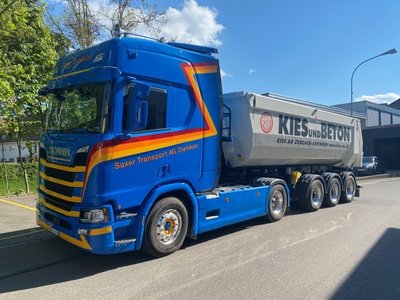 Tekno Tekno Scania Next Gen R540 Highline met 3-assige Meiller kipper Saxer - Kies AG