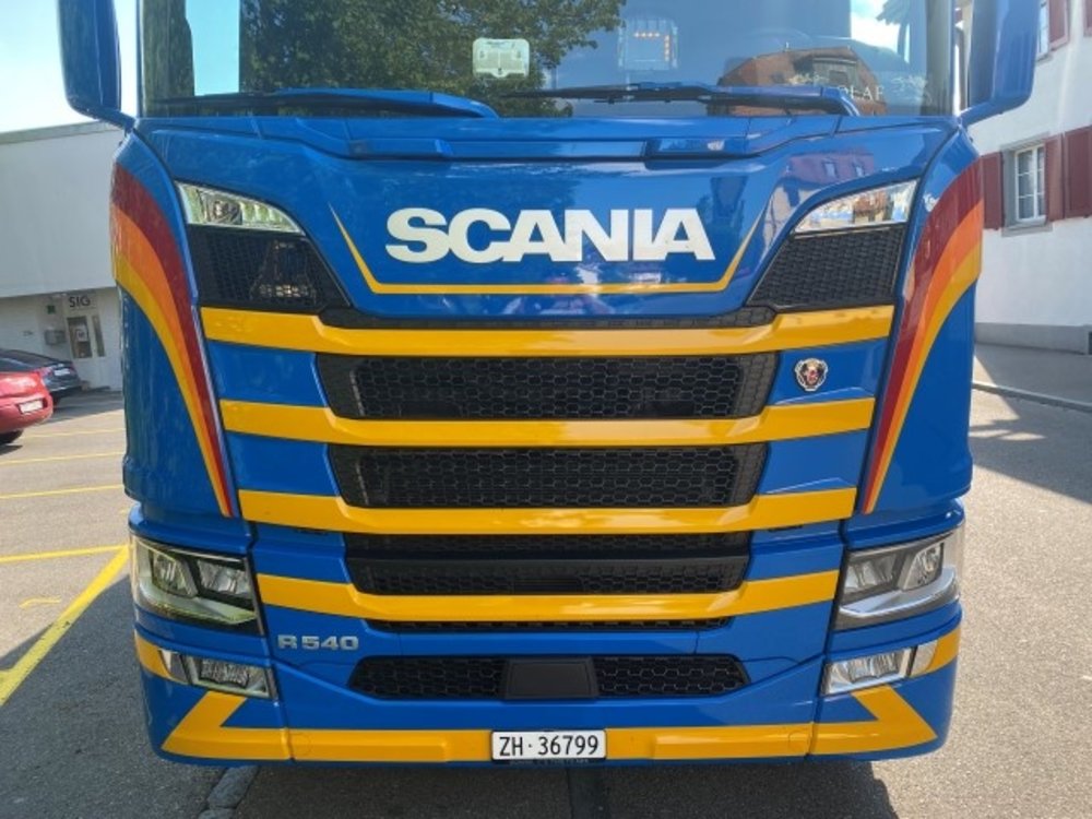 Tekno Tekno Scania Next Gen R540 Highline with 3-axle Meiller tipper trailer Saxer - Kies AG