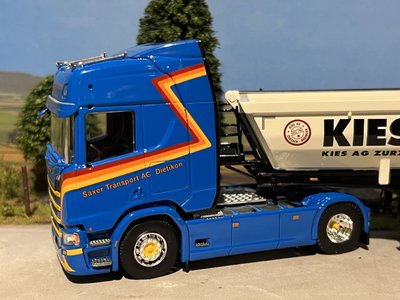 Tekno Tekno Scania Next Gen R540 Highline met 3-assige Meiller kipper Saxer - Kies AG