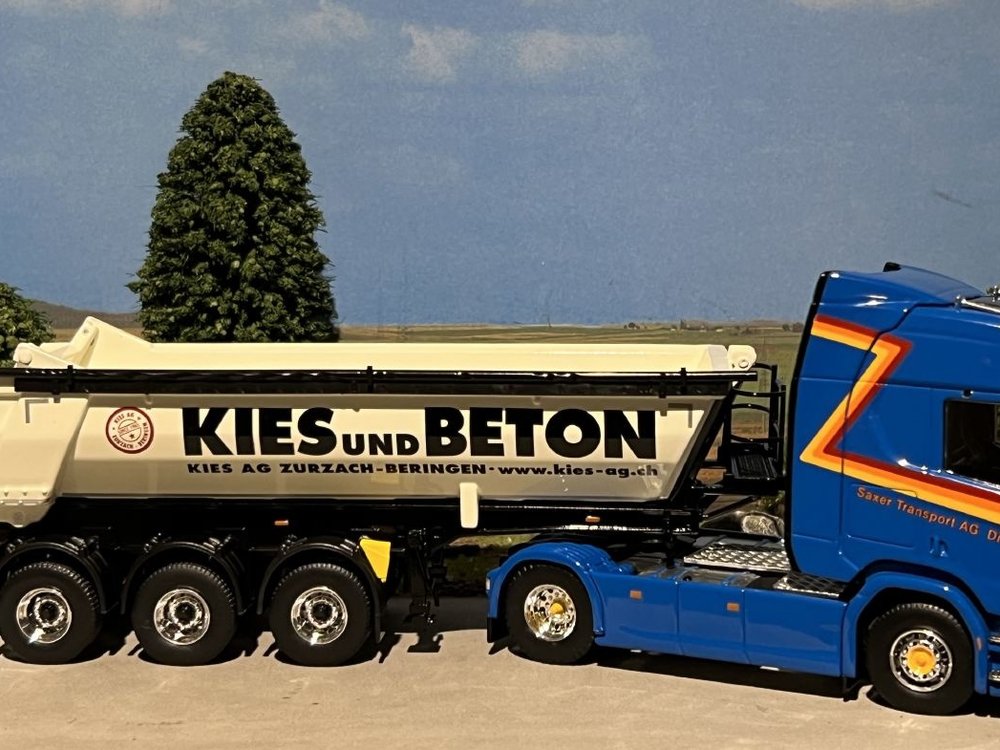 Tekno Tekno Scania Next Gen R540 Highline met 3-assige Meiller kipper Saxer - Kies AG