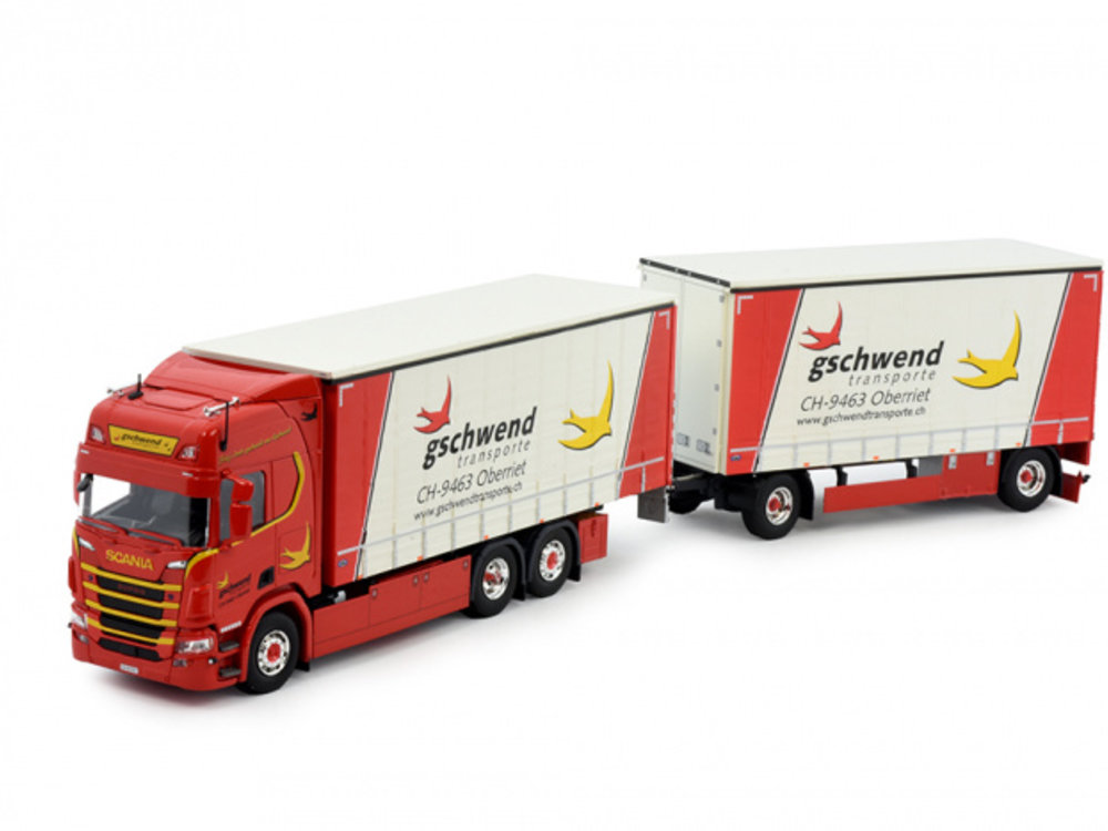 Tekno Tekno Scania Next Gen R-serie Highline schuifzeilen combinatie Gschwend Transporte