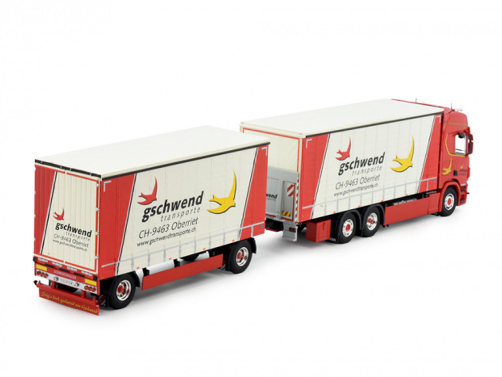 Tekno Tekno Scania Next Gen R-serie Highline schuifzeilen combinatie Gschwend Transporte