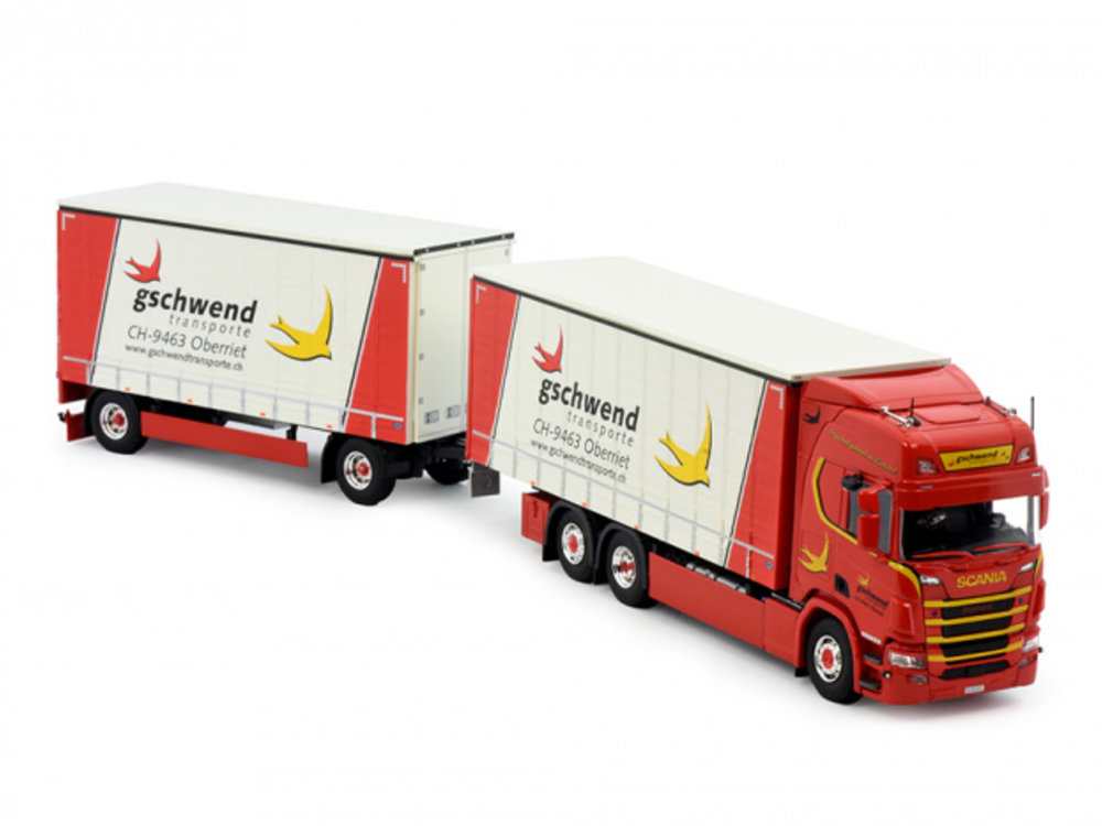 Tekno Tekno Scania Next Gen R-serie Highline schuifzeilen combinatie Gschwend Transporte