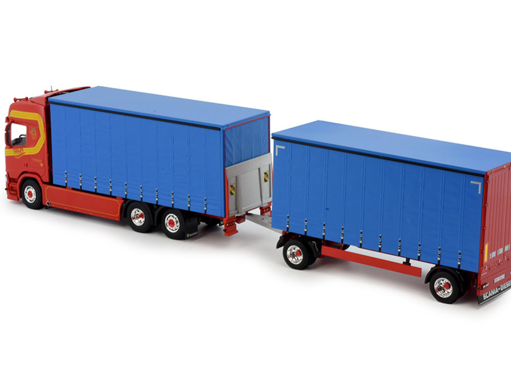 Tekno Tekno Scania Next Gen R-serie Highline motorwagen met 3-assige huifaanhanger Seiler Transporte