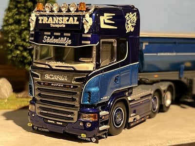 Tekno Tekno Scania R-serie Topline 6x2 met 3-assige Meiller kipper Transkal