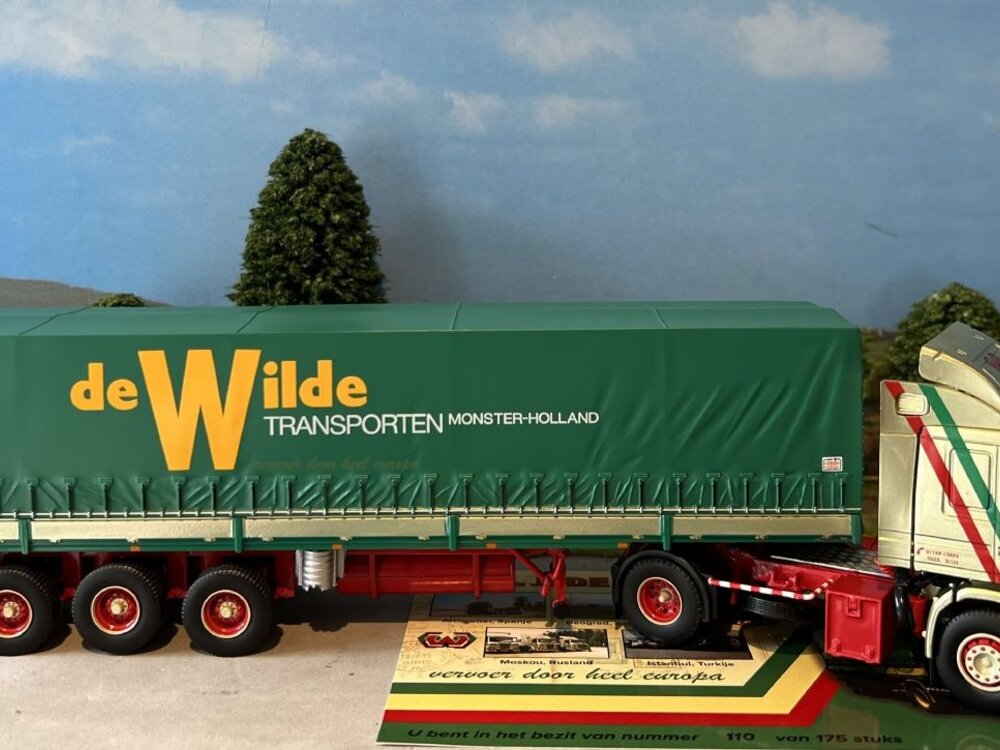 Tekno Tekno Scania 142 with 3-axle classic tilt trailer M.J. de Wilde