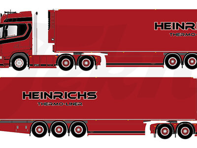 Tekno Tekno Scania Next Gen 6x2 with 3-axle reefer trailer HEINRICHS