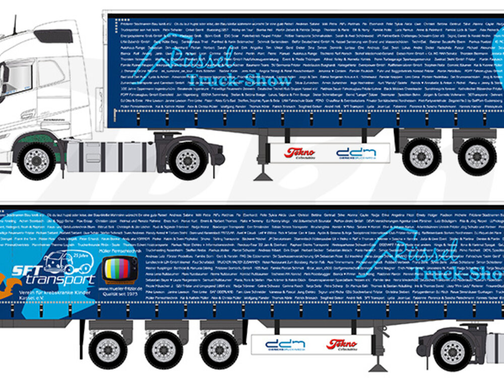 Tekno Tekno Volvo FH5 Globetrotter with curtainside trailer MÜLLER SPENDENTRUCK