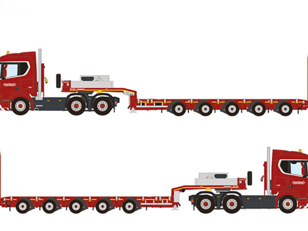 WSI WSI Scania R Normal 6x4  Manoover 5 axle  NOOTEBOOM RED LINE
