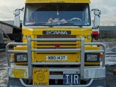 Tekno Tekno Scania Torpedo 143 met 3-assige huifoplegger N.B. OVERLAND