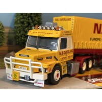 Tekno Scania Torpedo 143 met 3-assige huifoplegger N.B. OVERLAND