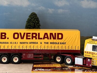 Tekno Tekno Scania Torpedo 143 met 3-assige huifoplegger N.B. OVERLAND