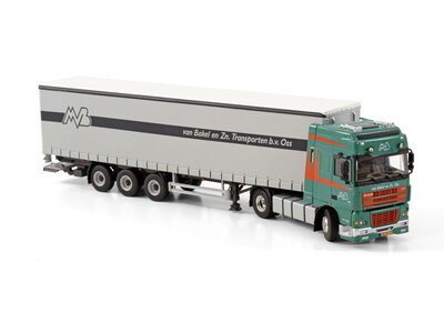 WSI WSI DAF 95XF Super Space Cab + 3-as schuifzeilen oplegger VAN BAKEL