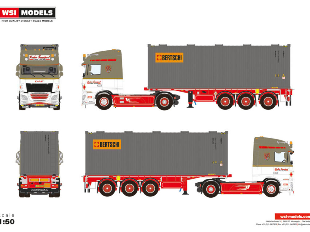 WSI WSI DAF XF Space Cab 4x2 + 3-as container trailer + 30ft. bulkcontainer DE KRAKER