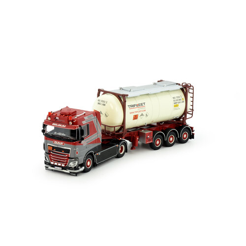 Tekno Tekno DAF XF Spacecab met verkort tankcontainer chassis met swap container SL Logistics Tekno Tekno DAF XF Spacecab met verkort tankcontainer chassis met swap container SL Logistics