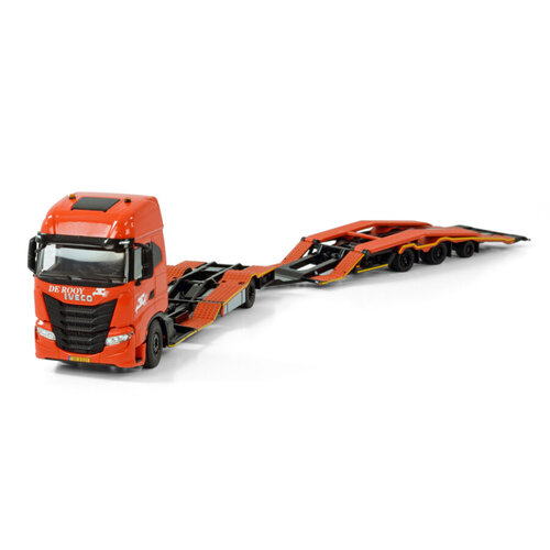 WSI WSI Iveco S-way 4x2 transporter truck + 3-axle trucktransporter DE ROOY