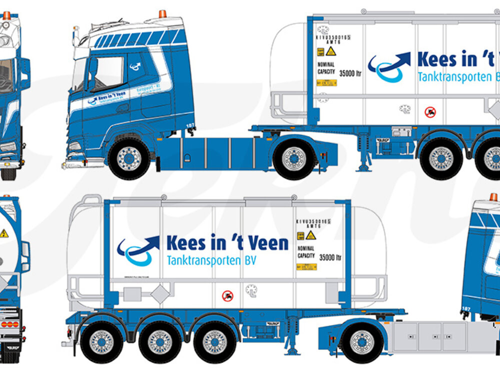 Tekno Tekno DAF XG 4x2 with container chassis + Swap container KEES IN'T VEEN