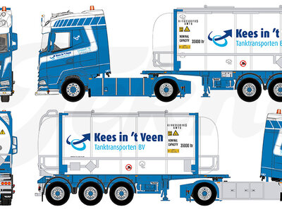 Tekno Tekno DAF XG 4x2 met kort container chassis met Swap container KEES IN'T VEEN