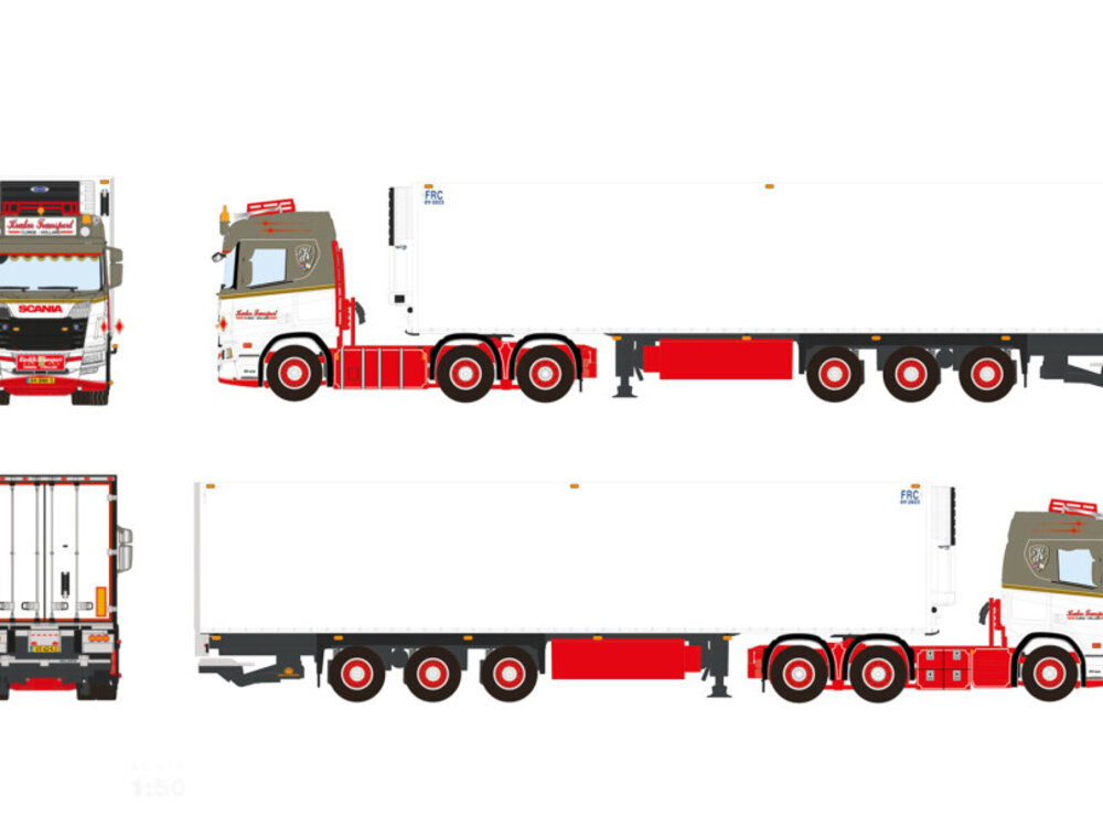 WSI WSI Scania R Normal  6X2  with 3-axle reefer trailer DE KRAKER