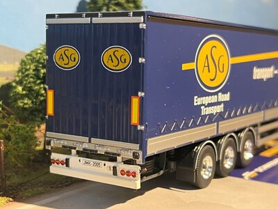 Tekno Tekno Scania 4-serie Topline met 3-assige (ASG) schuifzeilen oplegger ASG - Schneider