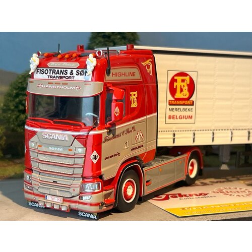 Tekno Tekno Scania Next Gen 4x2 met 3-as zeilenoplegger FISOTRANS BELGIË