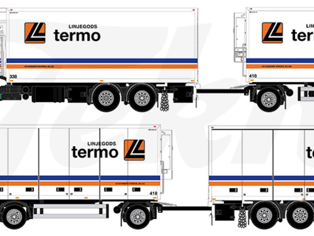 Tekno Tekno Scania 143-420 rigid truck with 3-axle trailer LINJEGODS