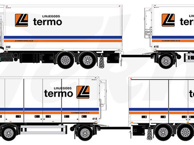 Tekno Tekno Scania 143-420 motorwagen met 3-assige aanhanger LINJEGODS